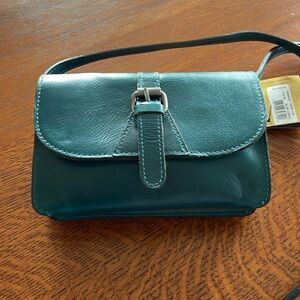 NWT Patricia Nash Torri Crossbody Bag Distressed Vintage Leather Blue Coral